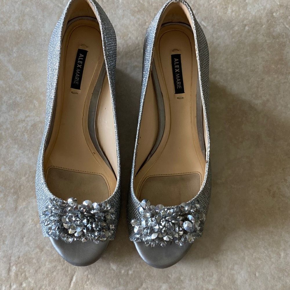 Alex Marie Silver Platform Shoes, Size 6.5M